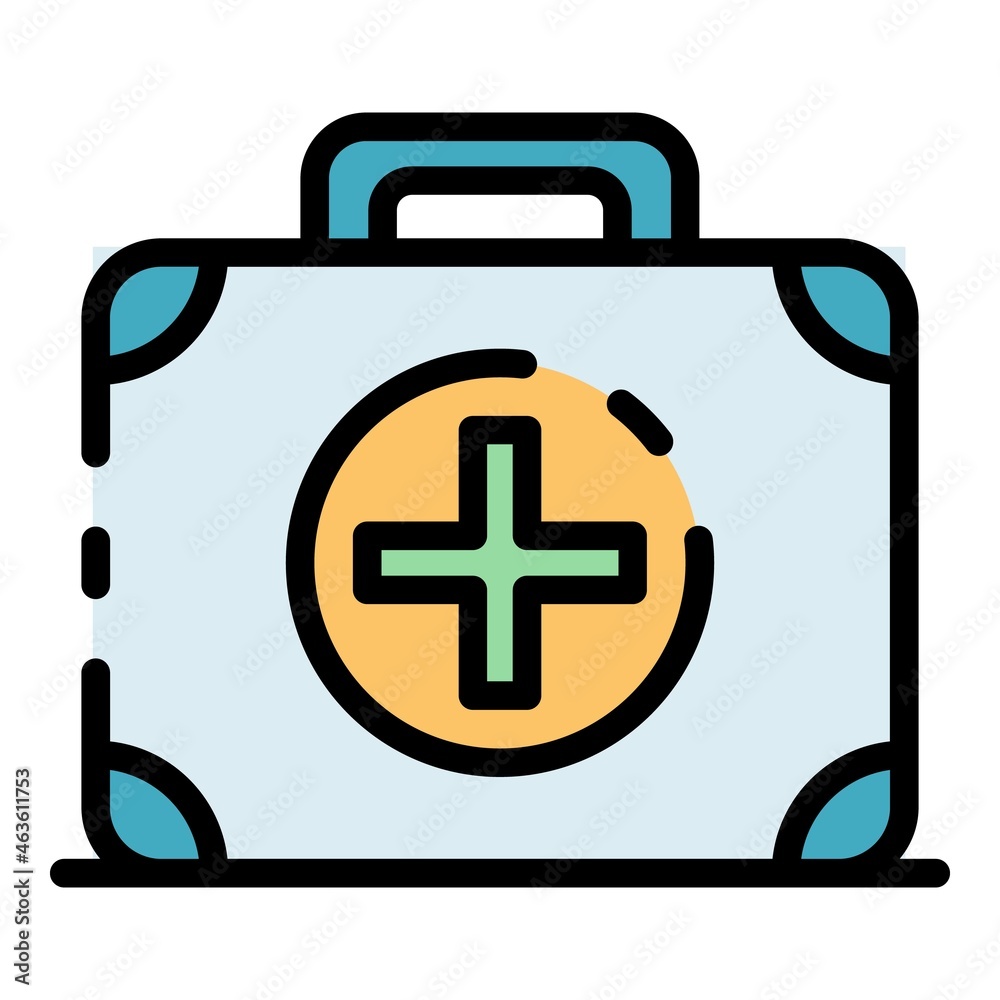 First aid kit icon. Outline first aid kit vector icon color flat isolated
