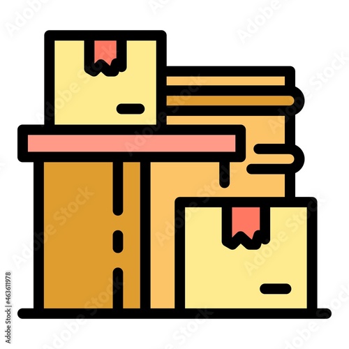Homeless object boxes icon. Outline homeless object boxes vector icon color flat isolated