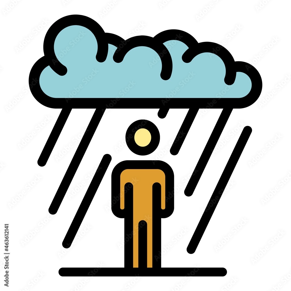 Man under rain icon. Outline man under rain vector icon color flat isolated Man under rain icon. Outline man under rain vector icon color flat isolated