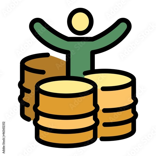 Homeless young man icon. Outline homeless young man vector icon color flat isolated