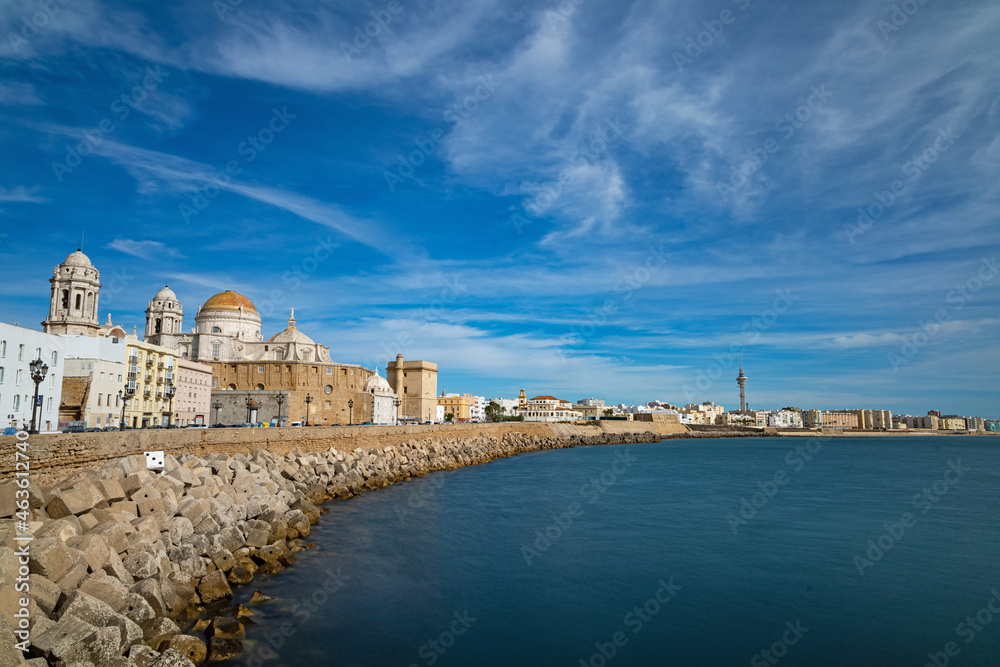 seafront in Cadiz with view to the cathedral
