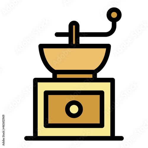 Coffee grinder icon. Outline coffee grinder vector icon color flat isolated
