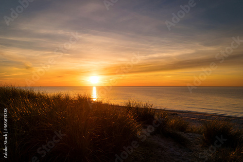 Sunset on the beach of Ahrenshoop in Germany