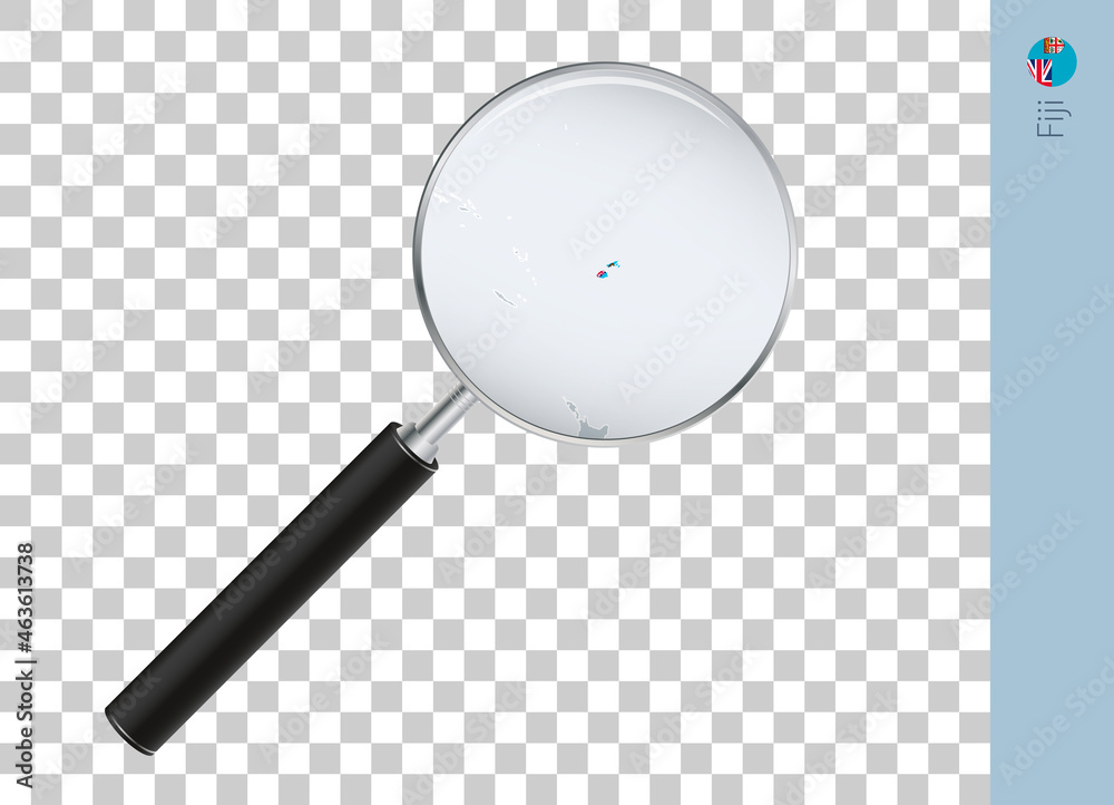 Fiji map with flag in magnifying glass on transparent background. Fiji map with flag in magnifying glass on transparent background.