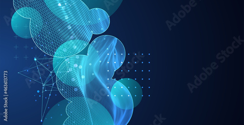 Modern science or technology abstract background. Wireframe spot surface illustration. Vector.