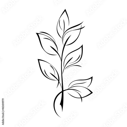 ornament 2016. stylized twig with leaves in black lines on a white background © LIUBOV