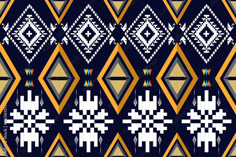 Fototapeta premium Geometric ethnic pattern seamless design for background or wallpaper. Ikat fabric pattern design concept. indian pattern fabric.black and white color patern.