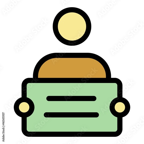 Unemployed man icon. Outline unemployed man vector icon color flat isolated