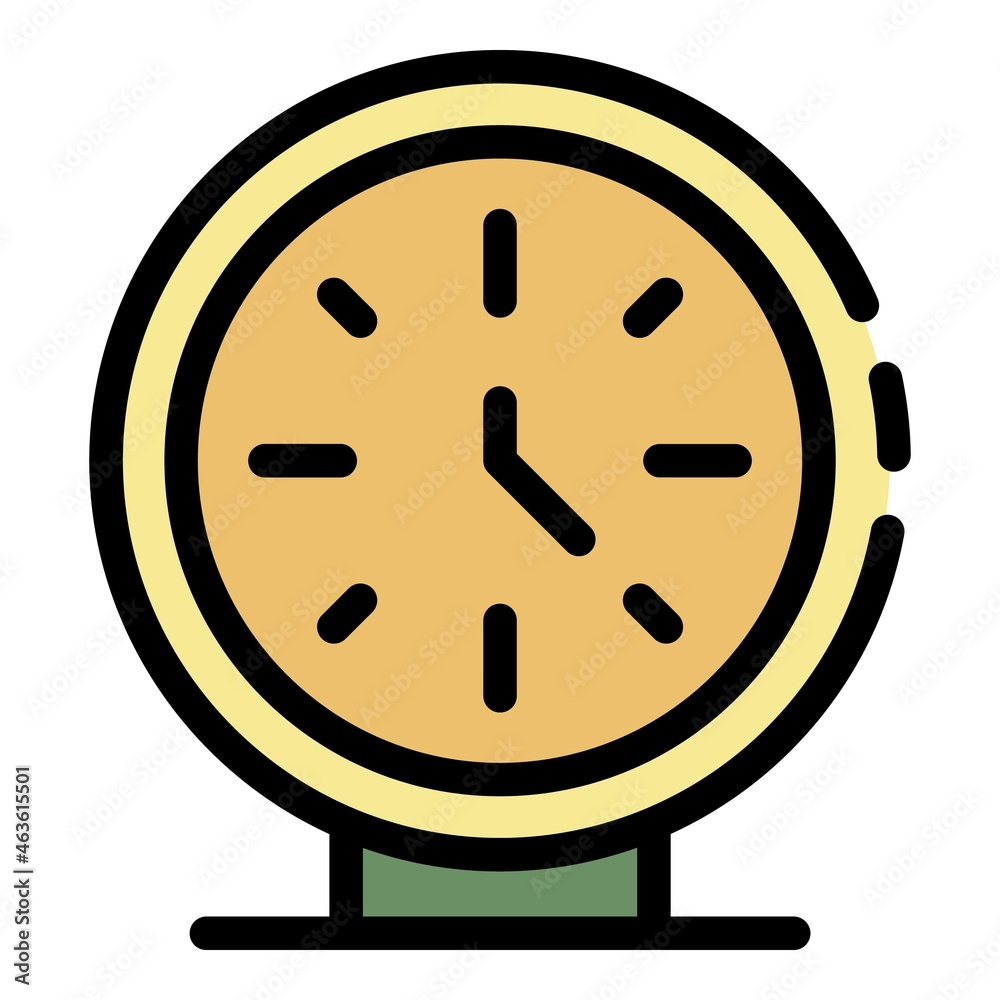 Office clock icon. Outline office clock vector icon color flat isolated Office clock icon. Outline office clock vector icon color flat isolated