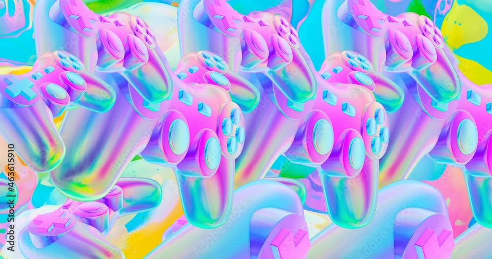 Minimal motion design. 3d creative game pad animation  4k video