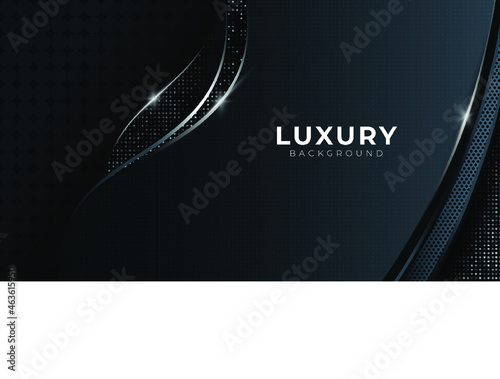 Dark Blue Abstract with Curve lines effect Free Vector background with Silver  platinum shapes modern luxury Design