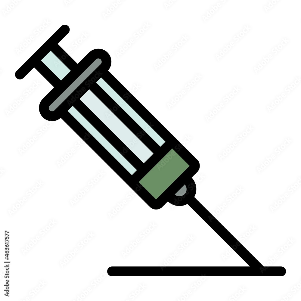 Medical syringe icon. Outline medical syringe vector icon color flat isolated Medical syringe icon. Outline medical syringe vector icon color flat isolated
