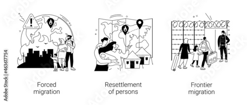 Moving abroad abstract concept vector illustrations.