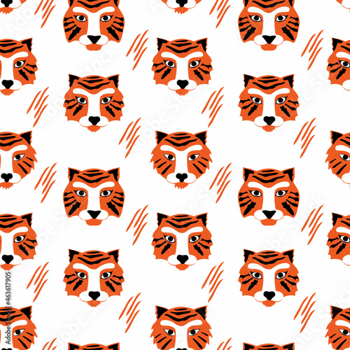 Seamless pattern. Chinese new year 2022 year of the tiger. Chinese zodiac sign. lunar new year concept. New Year. Modern background design. © Happy_KrisMax