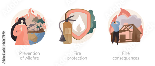 Firefighting service abstract concept vector illustrations.