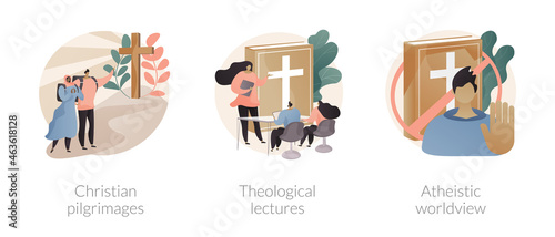 Religious doctrine abstract concept vector illustrations.