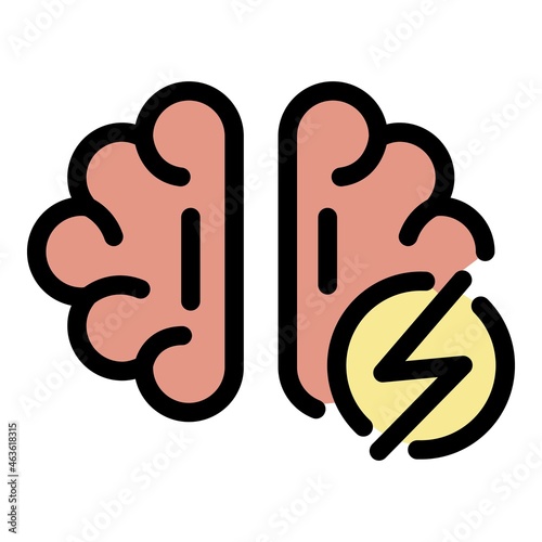 Brain boost icon. Outline brain boost vector icon color flat isolated