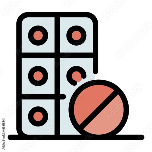 Pain killer icon. Outline pain killer vector icon color flat isolated