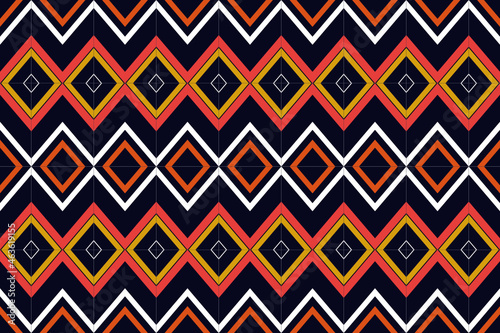 Geometric ethnic pattern seamless design for background or wallpaper. Ikat fabric pattern design concept. indian pattern fabric.black and white color patern.