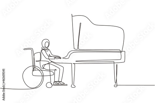 wheelchair pianist playing piano, line art clip art preview