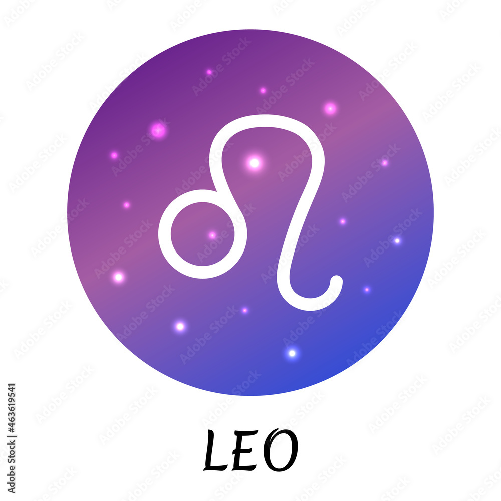 Zodiac sign Leo isolated. Vector icon. Zodiac symbol with starry gradient design. Astrological element Zodiac sign Leo isolated. Vector icon. Zodiac symbol with starry gradient design. Astrological element