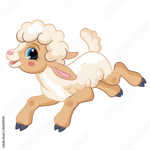 Little cute cartoon jumping deer vector illustration