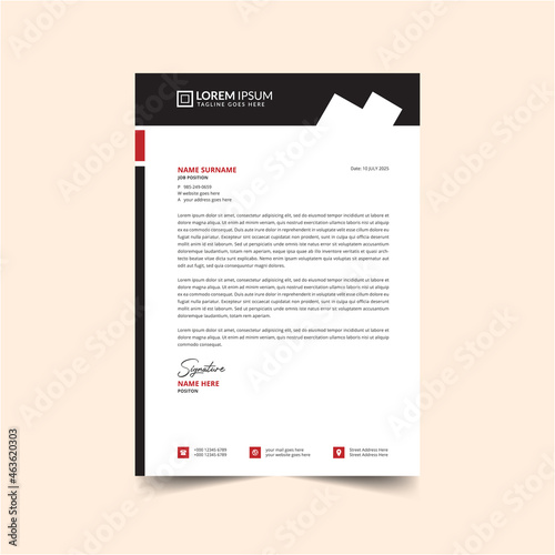 Business style letterhead template for your business, Vector letterhead template design