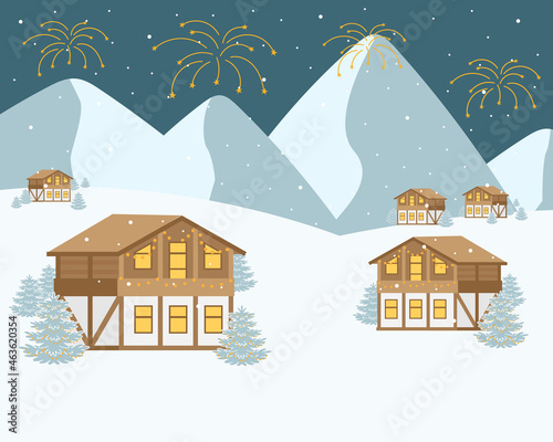 Celebrating the new year in the mountains at the resort