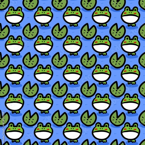 seamless pattern of cute frog cartoon