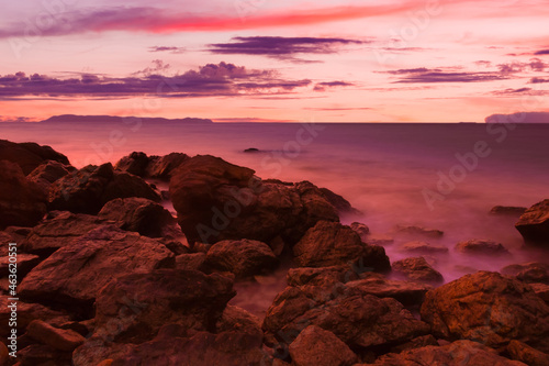 Tropical landscape at Koh Lan is a tropical island and beautiful beaches with an evening atmosphere of twilight time.