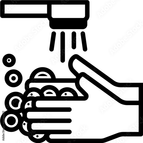washing hand solid line icon