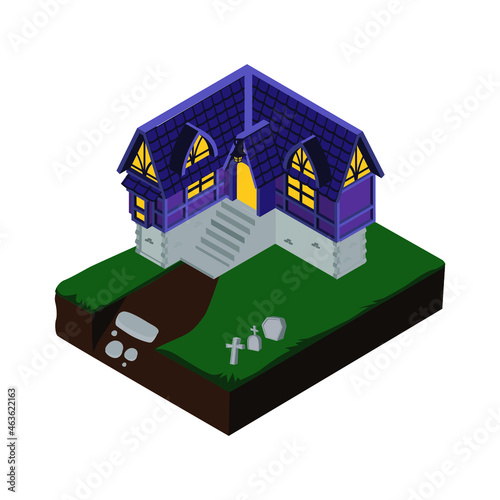 illustration of helloween house isometric design
