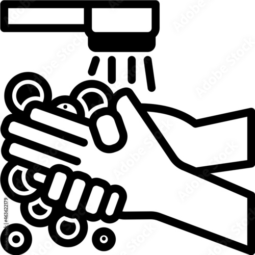 washing hand solid line icon