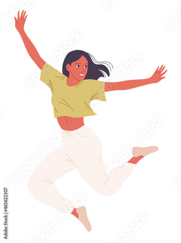 Young woman dancer during a dynamic dance