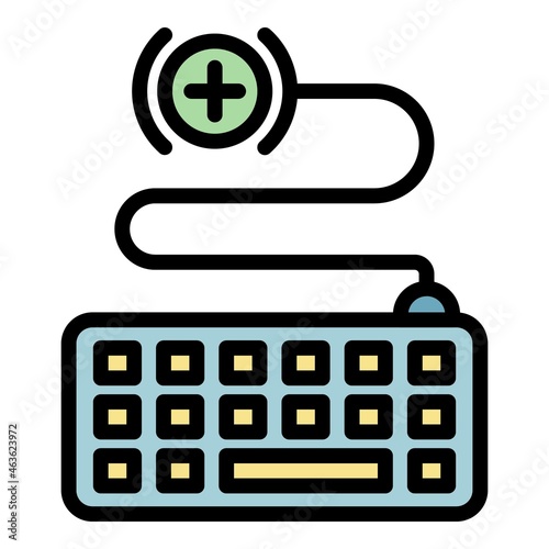 Keyboard prevention icon. Outline keyboard prevention vector icon color flat isolated