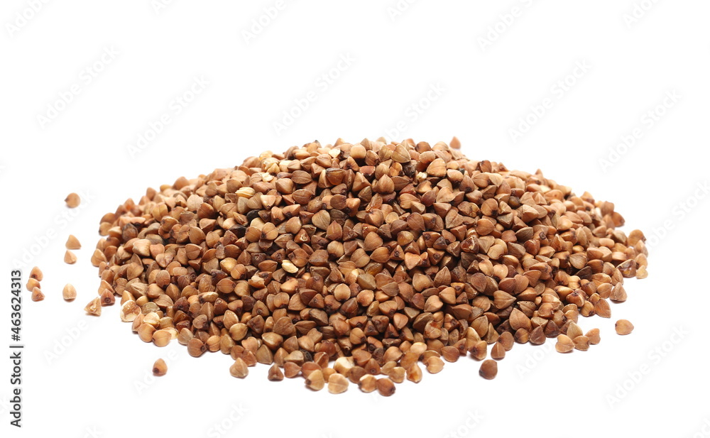 Peeled buckwheat pile isolated on white Peeled buckwheat pile isolated on white