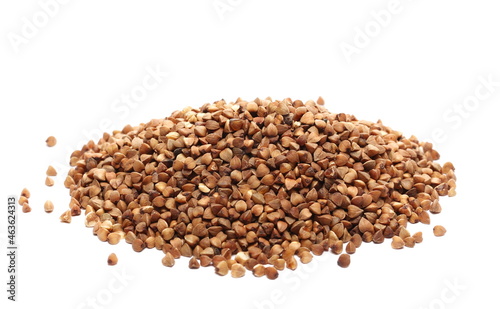 Peeled buckwheat pile isolated on white  