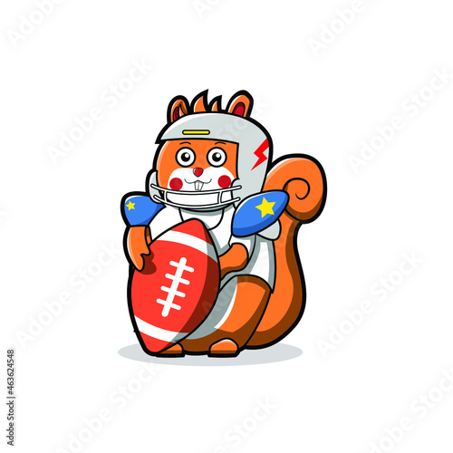 illustration of cute squirrel playing basketball vector design photo