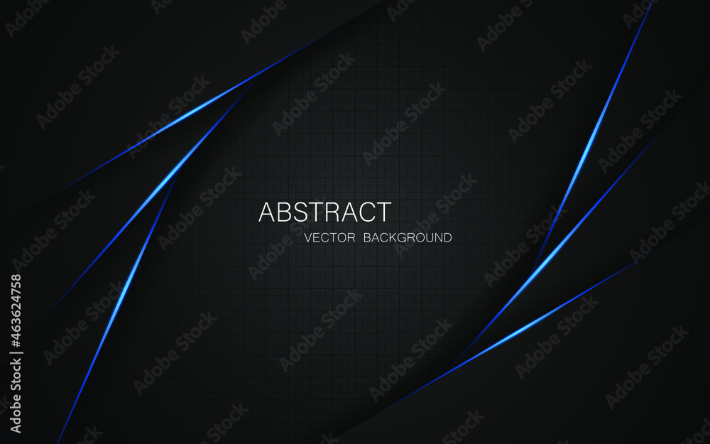 Abstract modern blue lines on black background with free space for