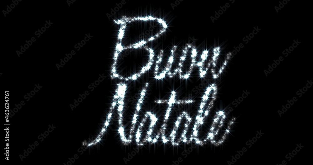 Image of  Buon Natale written in shiny letter on black background