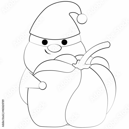 Little autumns Gnomes with pumpkin. Draw illustration in black and white