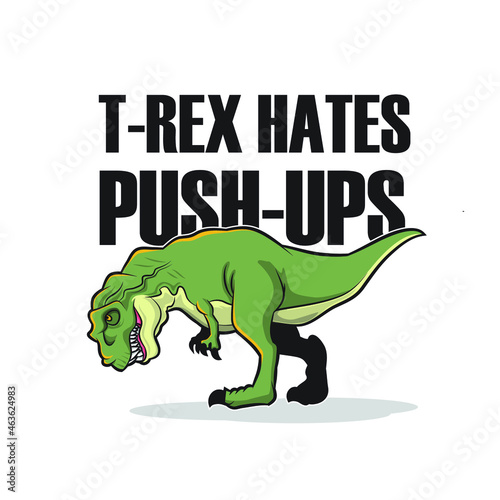 illustration of tyrannosaurus rex triying to push up vector design
