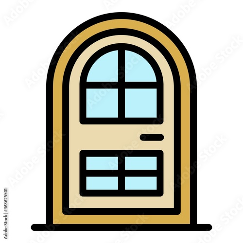 Semicircular door icon. Outline semicircular door vector icon color flat isolated