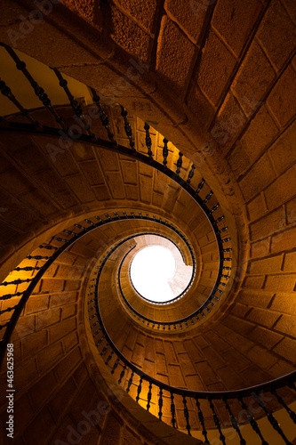 Golden Spiral Staircase in San Domingo de Bonaval, Santiago de Compostela, Spain. photo