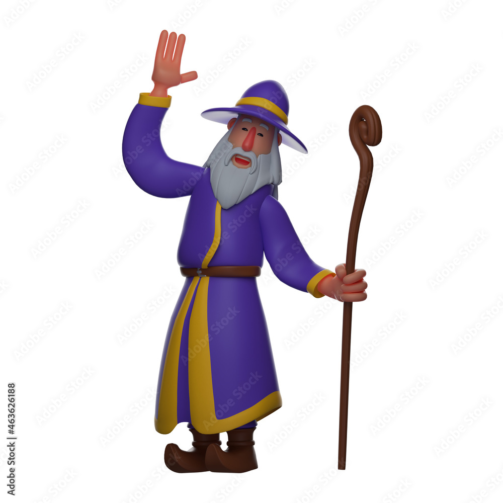 3D Witch Cartoon Character waving hand 3D Witch Cartoon Character waving hand
