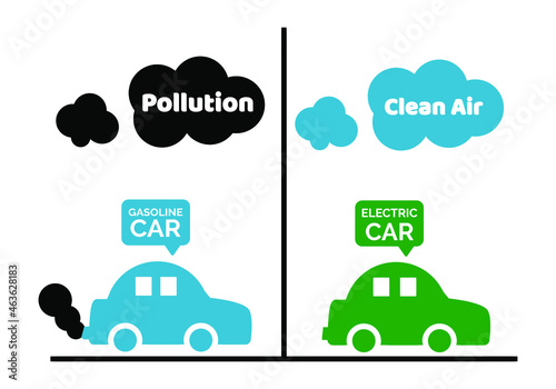 gasoline versus electric car. transport concept. pollution control concept.