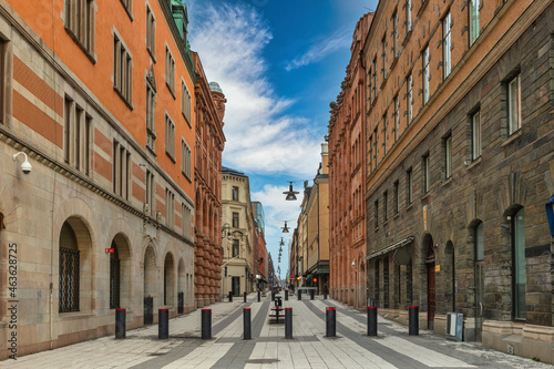 Stockholm Sweden, city skyline at Drottninggatan shopping street