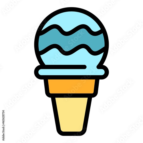 Small round ice cream icon. Outline small round ice cream vector icon color flat isolated