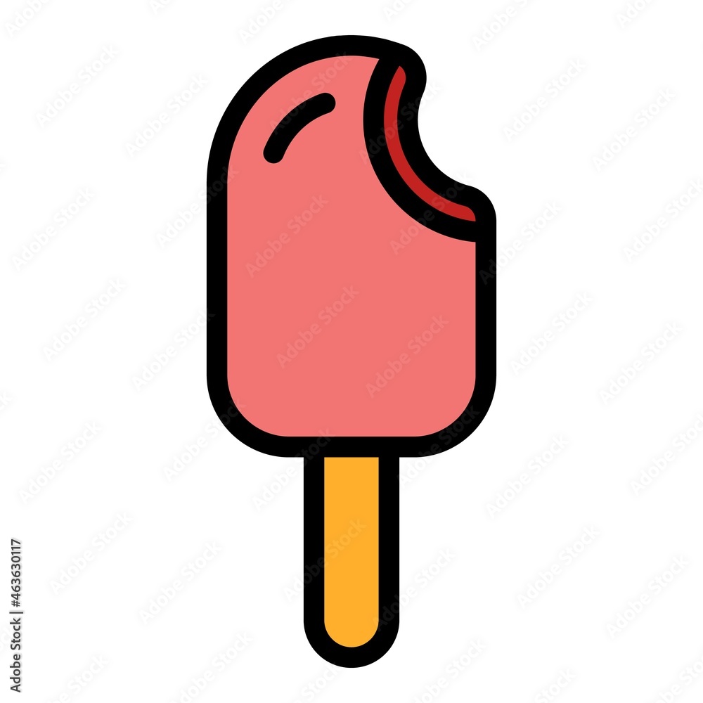 Large ice cream on a stick icon. Outline large ice cream on a stick vector icon color flat isolated Large ice cream on a stick icon. Outline large ice cream on a stick vector icon color flat isolated