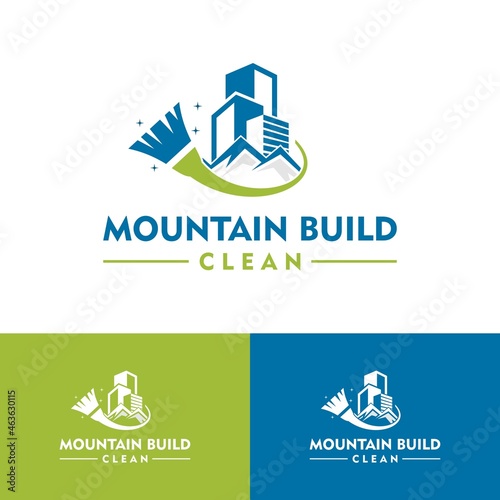 Cleaning Mount Home Creative Concept Logo Design Template